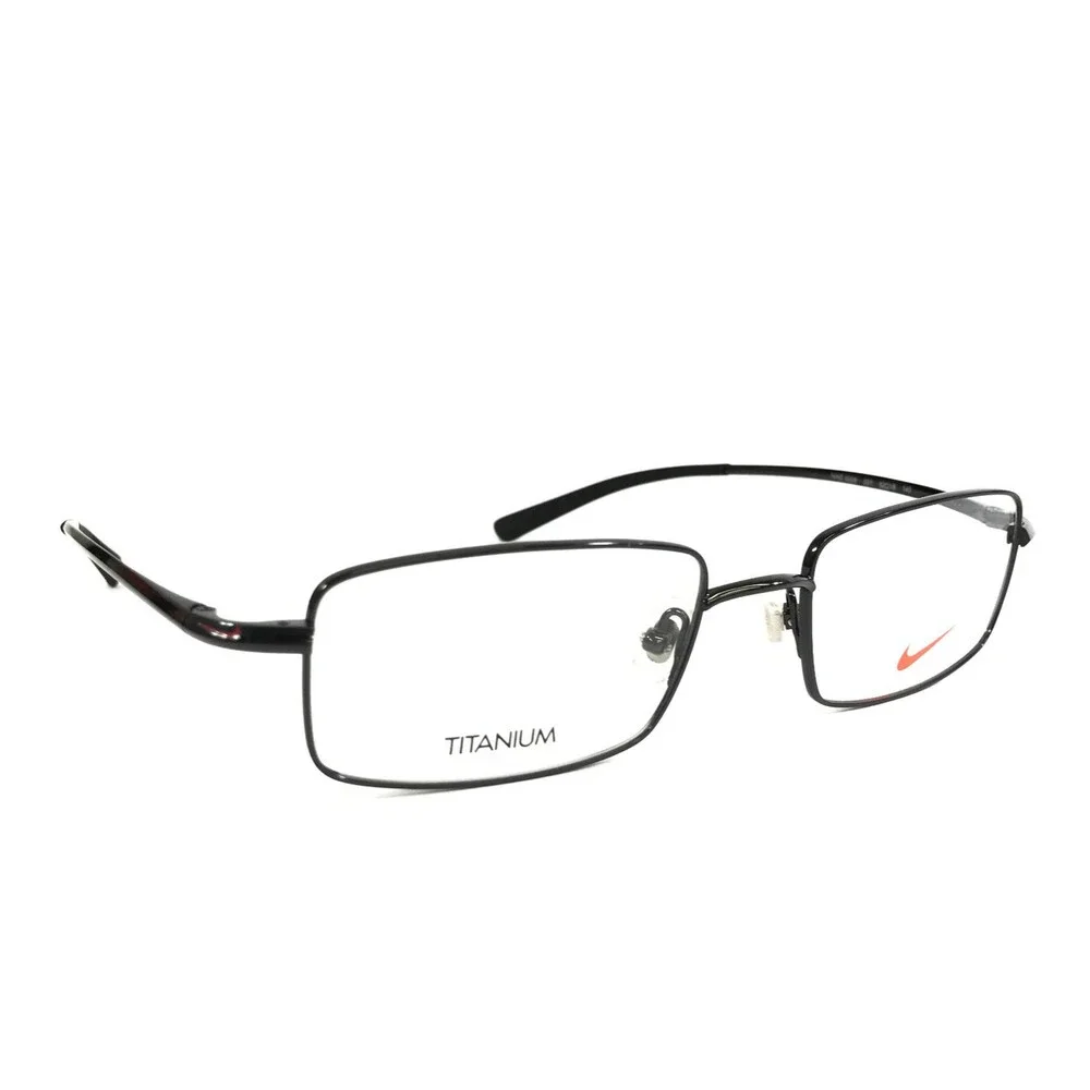 Nike Eyeglasses Frames 6008 001 Black Gloss Wire Rim Titanium 52-18-140